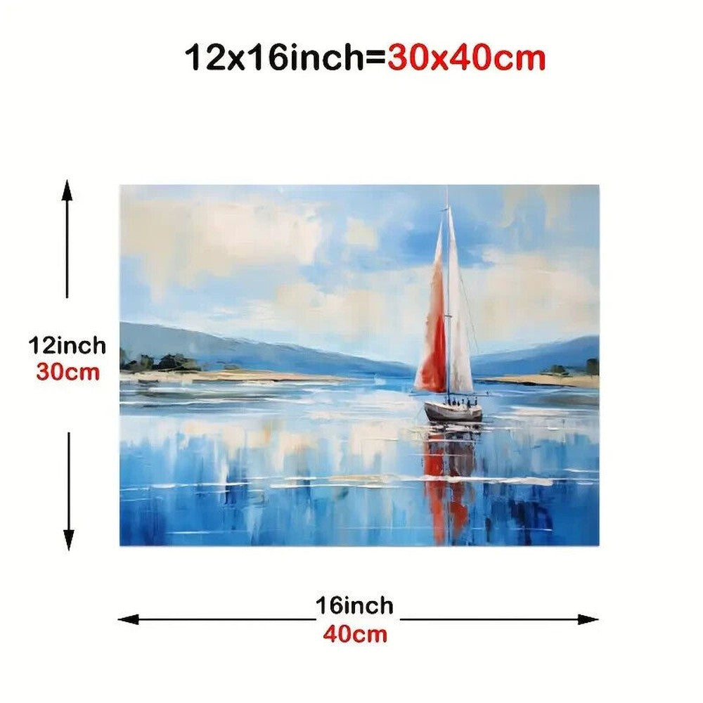 Scenic Sailboat On Calm Waters Vibrant Canvas Print Framed 12" x 16" NEW! Home & Garden:Home Décor:Posters & Prints Style Your Walls